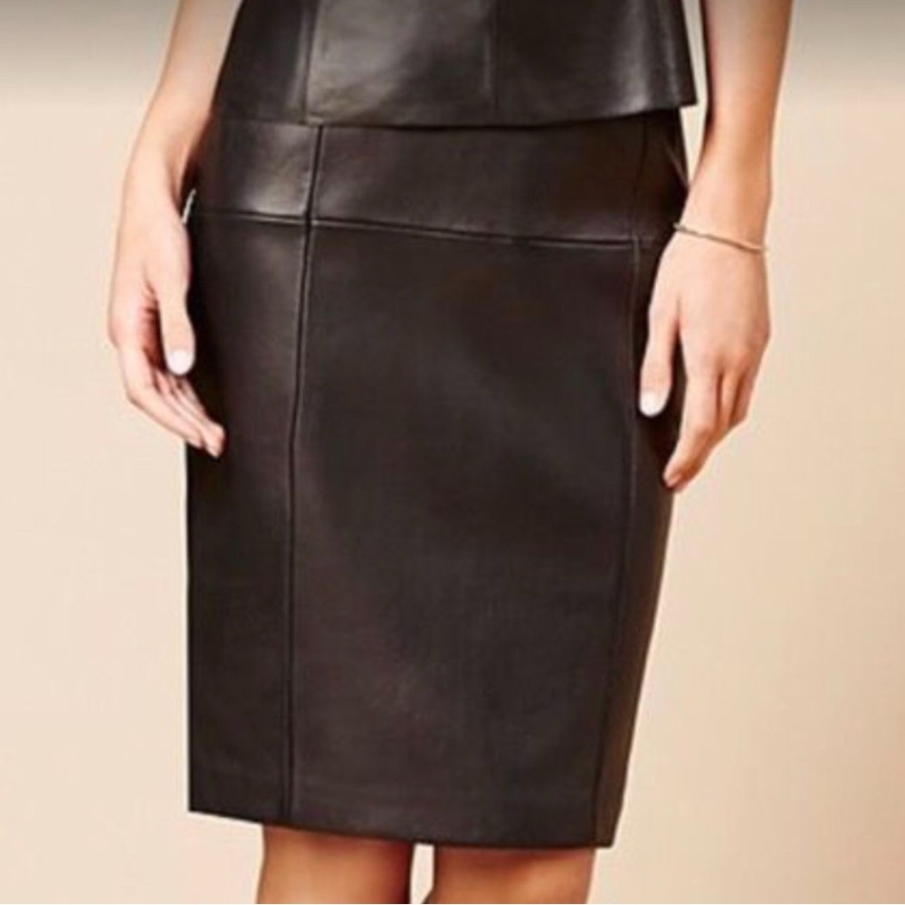 ANTONIO MELANI - 100% Leather Black Pencil Skirt - Picture 2 of 15